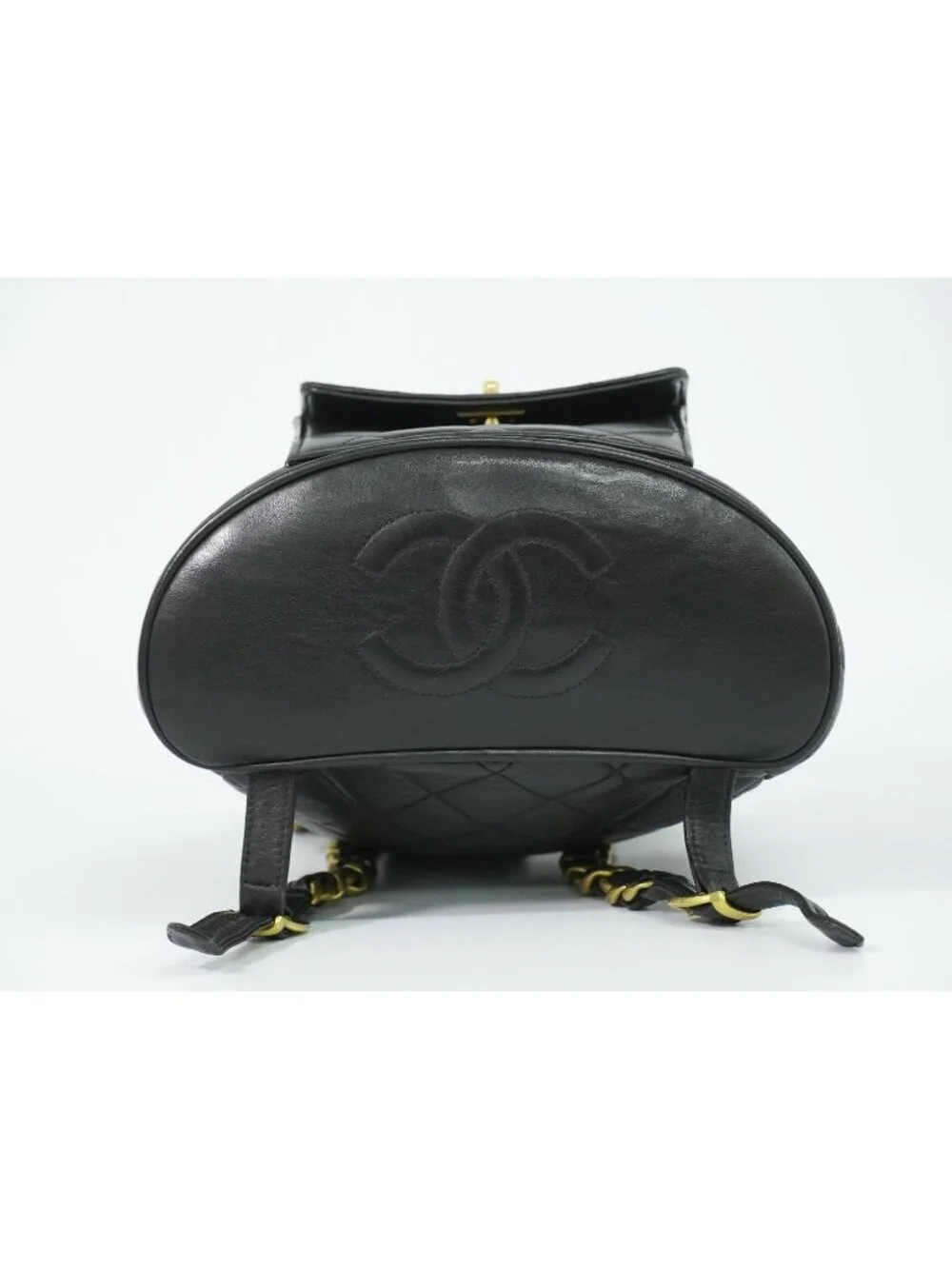Chanel CC Logo Quilted Backpack Lambskin Leather Black